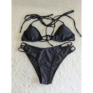 Modihito Womens 2 pc‎ Black Bikini Swimsuit Swimwear Size M
